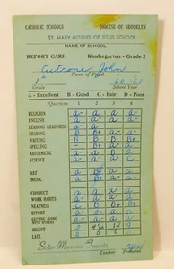 1960’s Report Card for JOHN CUTRONE / WORLD FAMOUS ARTIST / RARE COLLECTIBLE - Picture 1 of 2