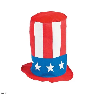 Sombrero de Pipa Estufa Patriótica ROJO BLANCO AZUL Sombrero del Tío Sam -4 de Julio Disfraz Fieltro Foto 1 de 4