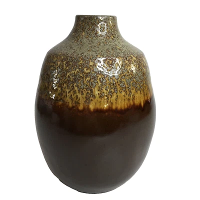 Jarrón de cajón y barril esmalte por goteo Portugal Bruna naranja quemado cerámica 10,5 pulgadas Foto 1 de 4