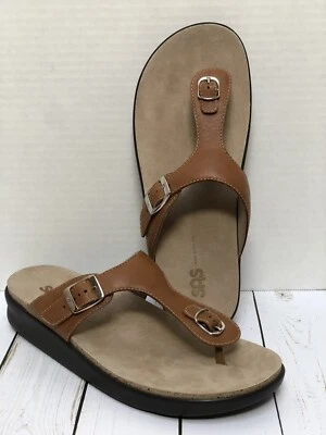 SAS Tripad Comfort Sanibel Caramel Leather/Cork Thong Sandals Women’s 12 M ~ NEW - Image 1 of 4