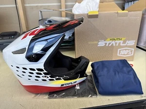 100% Status Full-Face Youth Small Helmet: Pacer Red/White/Black Gloss - Picture 1 of 11