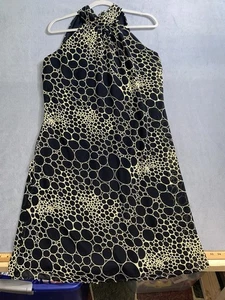 Vestido recto Jonathan Martin para mujer talla 12 halter negro beige abstracto - Imagen 1 de 11