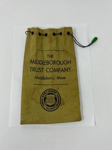 Vintage THE MIDDLEBORO TRUST COMPANY Middleboro MASS Canvas Money Bag Coin Sack - Picture 1 of 7
