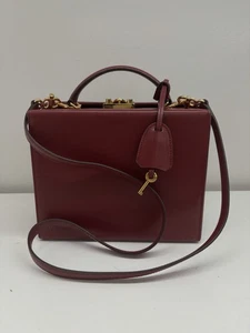 Original Mark Cross Grace Burgunder Leder Box Tasche - Bild 1 von 15