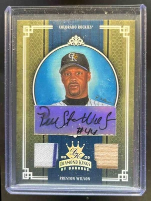 Camiseta deportiva Donruss Diamond Kings Preston Wilson 2005 firma murciélago dorado automático #23/25 Foto 1 de 2