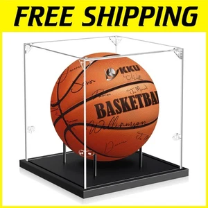 Acrylic Soccer Display Case with Wood Base, UV Protection - Picture 1 of 9