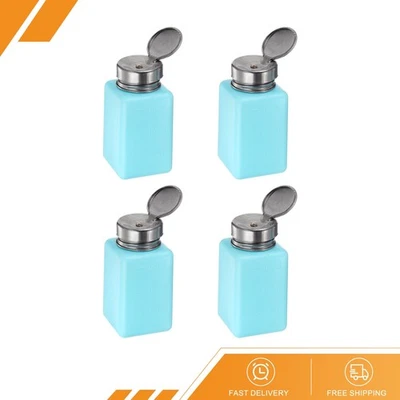 Bomba dispensadora de alcohol empujar hacia abajo 4 piezas 180 ml (6 oz) prensa líquida botellas vacías azul Foto 1 de 4