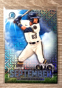2023 Bowman - Sights on September Jackson Chourio #SOS-11 Rifrattore Mojo (RC) - Foto 1 di 2