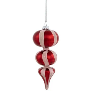 Northlight 5.5" Red Frosted Striped Candy Cane Finial Glass Christmas Ornament - Bild 1 von 6