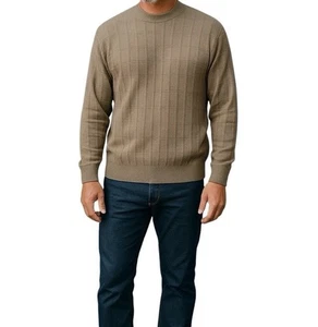 Perry Ellis Men Size M Sweater Silk Cotton Blend Mock Neck Preppy Academia - Picture 1 of 4