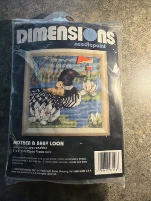 1992 Dimensions  Mother & Baby Loon Needlepoint Kit NIP 5”x5” Canvas Craft - Image 1 of 4