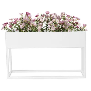 Garden White Metal Planter Boxes Draining Garden Bed For Business Street Mall - Picture 1 of 12