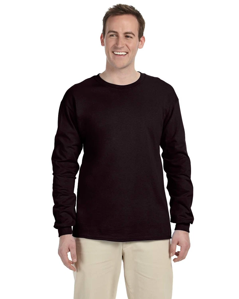 Gildan Ultra Cotton Mens Crewneck Long Sleeve T Shirt 2400 Dark Chocolate X-large B06060056