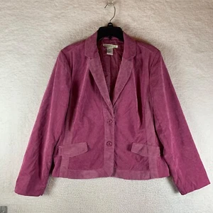 Requirements Women's Two-Button Front Lined Pink Corduroy Blazer Jacket Size XL - Picture 1 of 8