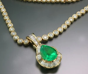 Wert € 190.000 Smaragd Brillant Collier Kolumbien 28,68 carat DSEF Zertifikat - Bild 1 von 8