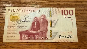 MEXICO 100 pesos 2017 P-130 est XF Constitution 100 yrs commemorative \P150 - Picture 1 of 8