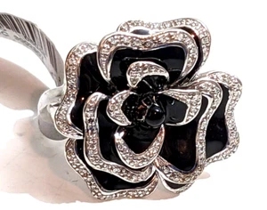 Nuevo con etiquetas Kay Jewellers JWBR .25TCW Diamante Esmalte Flor Plata Esterlina Anillo Talla 7 - Imagen 1 de 11