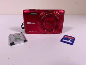 Nikon Coolpix S6800 Digital Camera Red with 8GB Memory Card - Tested Working GC - Picture 1 of 15