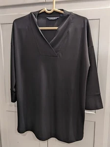 Maglia donna Lands End taglia small 6 - 8 nera manica 3/4 scollo a V elasticizzata  - Foto 1 di 6