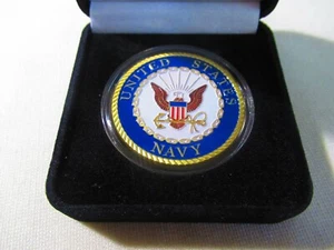 US NAVY Commemorative Challenge Coin w/ Presentation Box - Picture 1 of 12