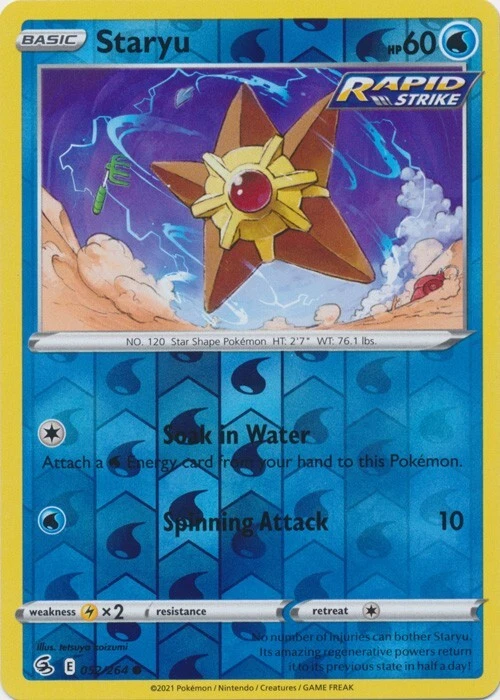 Reverse Holo Staryu 052/264 Fusion Strike Common Pokemon TCG - Image 1 of 1