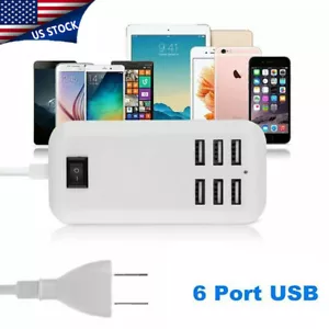 6 Ports USB Hub Fast Charging Wall Charger Station Desktop AC Power Adapter US - Picture 1 of 9