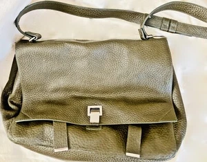 PROENZA SCHOULER PS1 Pebbled Leather Medium Grey Bag Messanger Purse Satchel - Picture 1 of 24