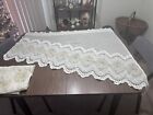 Shabby Chic Ivory Floral Appliquéd  Lace Cascade Vintage Sheer Swag Curtain