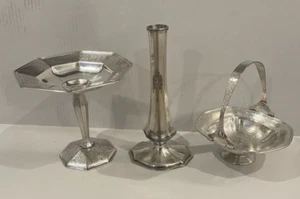 Set of 3 EPNS Silverplate Footed Candy Dish, Fruit Bowl, Vase - Picture 1 of 20