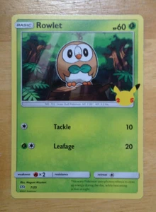 Tarjetas Pokémon McDonald's 2021 25 aniversario 7/25 ROWLET tarjeta base - Imagen 1 de 2