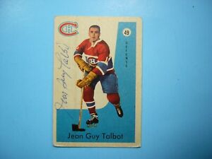 CARTE NHL 1959/60 PARKHURST #49 JEAN GUY TALBOT TRÈS BELLE !! AUTOGRAPHE AUTO PARKIE