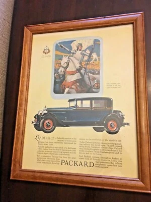 1927 PACKARD JOAN OF ARC MEDIEVAL SEDAN TOUR CAR AUTO MOTOR VINTAGE AD IN FRAME - Image 1 of 4