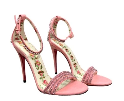 Gucci Crystal Sandals Embellished Heels 40/9 Pink $1299 - Image 1 of 4