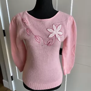 VINTAGE 80s Barbie Pink NICOLETTE sweater Sequins Flower Retro Cosplay Doll Girl - Picture 1 of 8