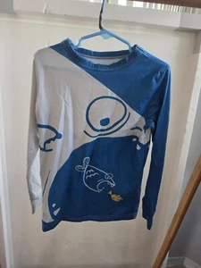 Boys Sweater Blue White Shark Graphic Long Sleeve Polyester Size 5T Casual Wear - Picture 1 of 8