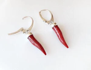 Korallenzapfen Ohrhänger Silber 925 Ohrringe rot echt Sterlingsilber kl264 - Bild 1 von 3