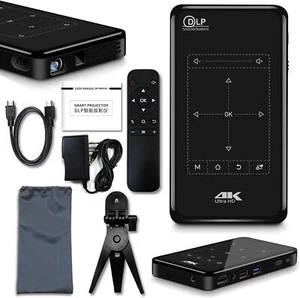 4K HD Smart DLP Mini Projector Android WiFi Bluetooth 1080P 8G Home Theater UK - Picture 1 of 16