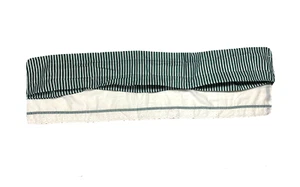 1 Vintage Green White Pin Stripe Valance Curtain Lace Eyelets Classic Cottage - Picture 1 of 5
