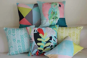 Lemon Mint Sea foam GIFT Home Decor Cotton CUSHION COVER THROW PILLOW CASE 18" - Picture 1 of 8