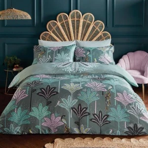 Set biancheria da letto Sara Miller filigrana pavone salvia scura - filo 220 pezzi - Foto 1 di 4