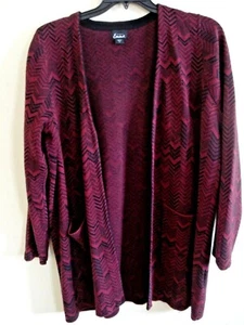Woman's Plus Sweater Wine Size 2X Open Front New - Picture 1 of 2