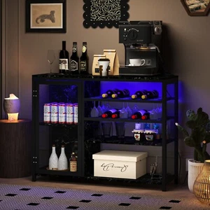 Bar Cabinet,Wine Bar Cabinet,Liquor Storage Credenza,Sideboard with Wine Racks & - Picture 1 of 21