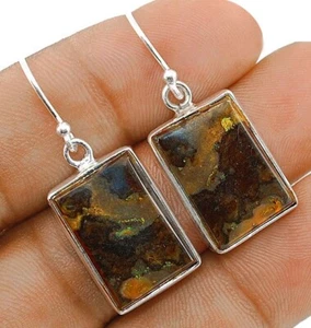 Natural Boulder Chrysoprase 925 Solid Sterling Silver Earrings Jewelry @B12-3 - Picture 1 of 1