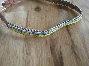 Beaded Yellow Red Green Belt 32"x3/4" Child Small Woman - Picture 1 of 4