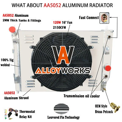 2-Row Radiator Shroud Fan Fit 2006-13 Chevy Corvette 03-06 SSR 2008-09 Saab 9-7x Foto 1 de 4
