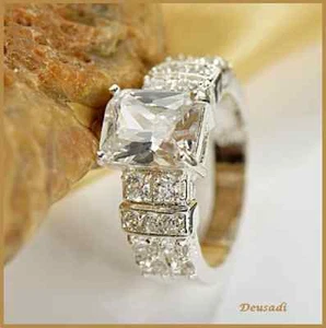 PRECIOSO ANILLO ORO BLANCO, CON GRAND PIEDRA CIRCONIO,BODA,COMPROMISO,GRADUACIÓN - Imagen 1 de 1