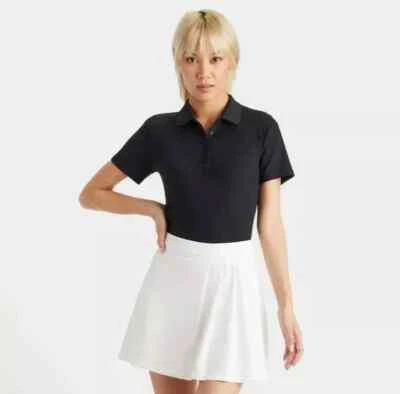 G/FORE Black Ribbed Knit Cooling Tech 4-Way Stretch Nylon Button Polo M = 6/8 - Image 1 of 4