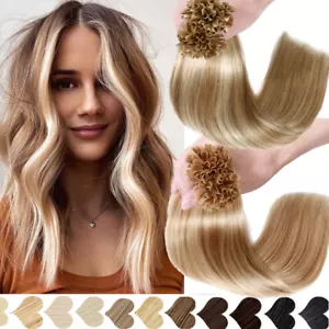 Fusion Nail U Tip Keratin Remy Human Hair Extensions Pre Bonded 0.5g/s Balayage - Picture 1 of 27
