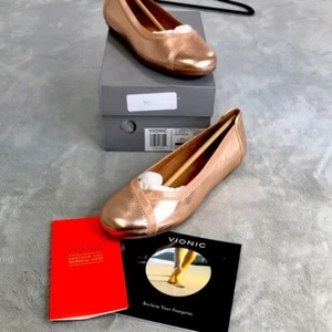 Vionic Caroll Ballet Plano Cuero Oro Rosa 6.5 M Nuevo en Caja - Imagen 1 de 10