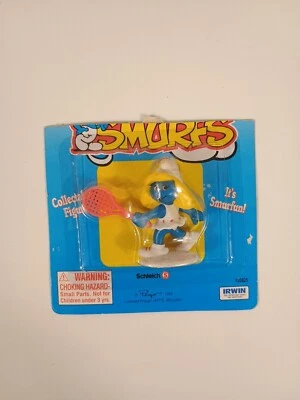 Figura de jugador de tenis Irwin SMURFETTE 1995 vintage Peyo Schleich 20825 en tarjeta  Foto 1 de 4